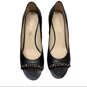 Chanel Open Toe Chain Lambskin Classic Pumps